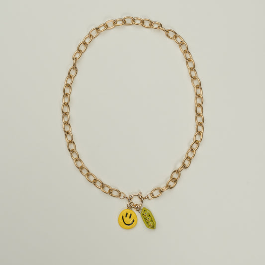 Catenella oro con smile e pisellini