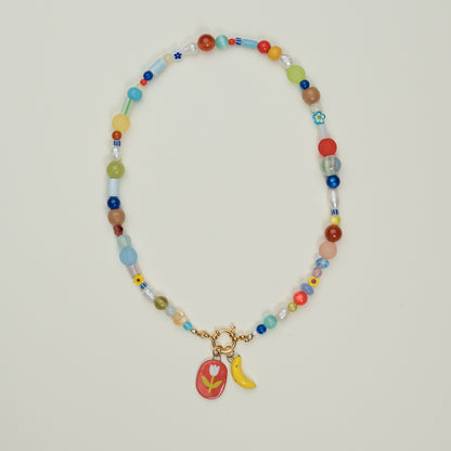 Collana colorata con coppia di ciondoli