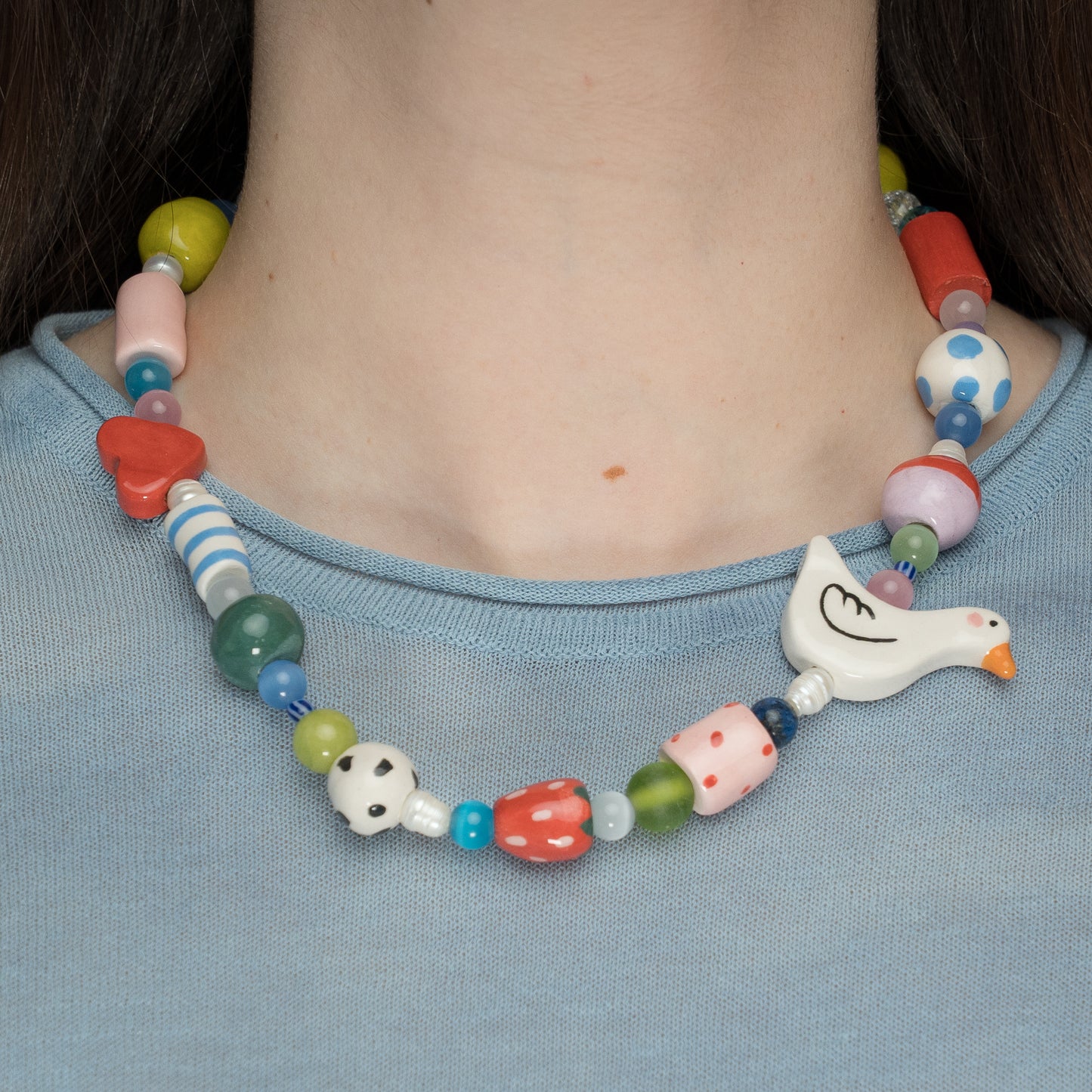 Collana con paperella e cuoricino