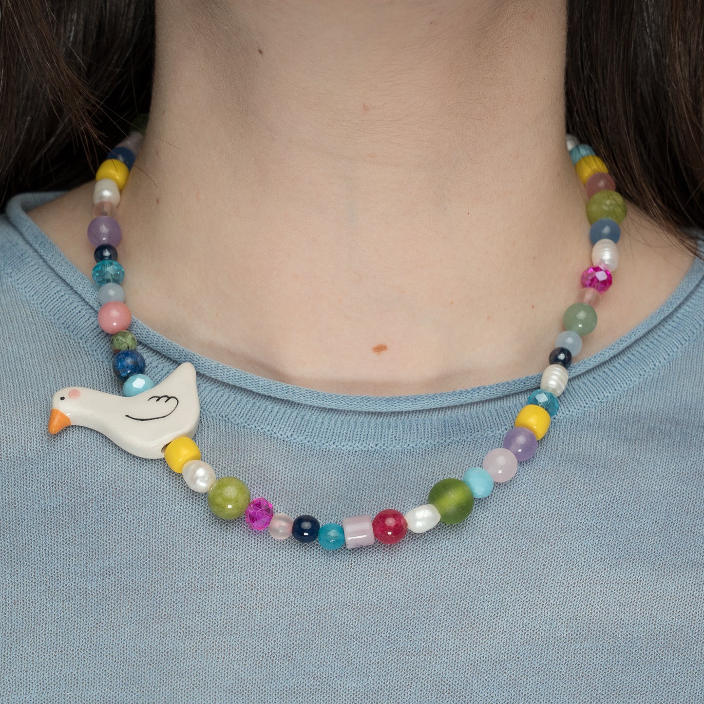 Collana colorata con paperella