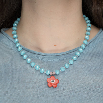 Collana con fiore rosso