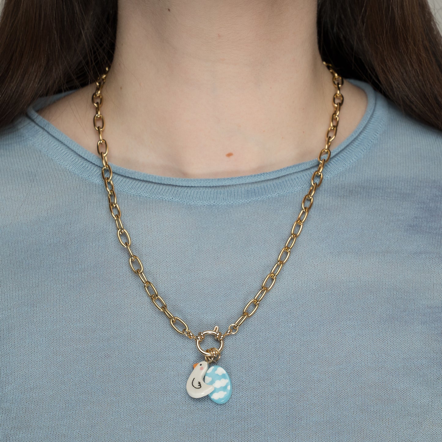 Catenella oro con cielo e ochetta