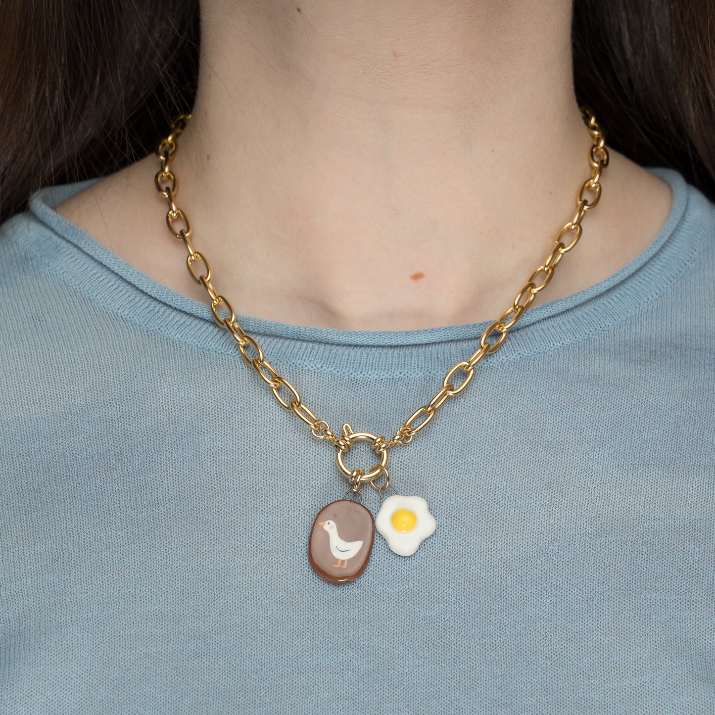 Catenella oro con ovetto e paperella