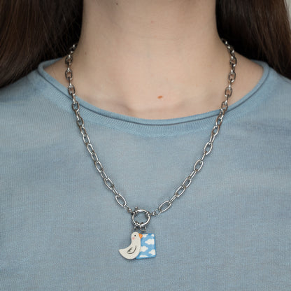 Catenella argento con cielo e ochetta