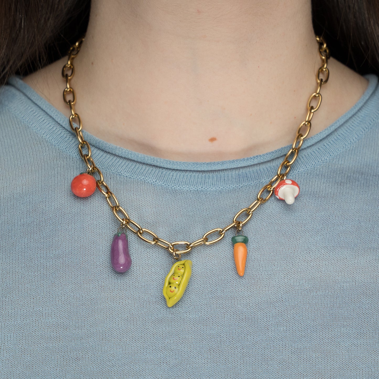 Catenella oro con ciondoli verdura