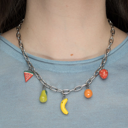Catenella argento con ciondoli frutta