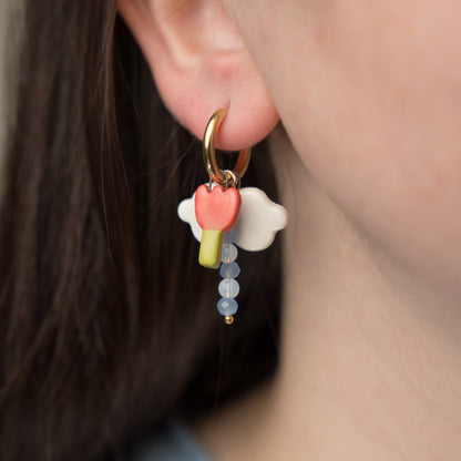 Orecchini con nuvoletta e tulipano