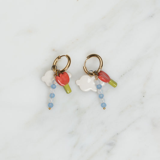 Orecchini con nuvoletta e tulipano