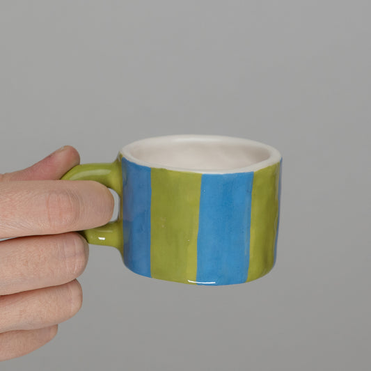 Tazzina a righe verde e azzurra