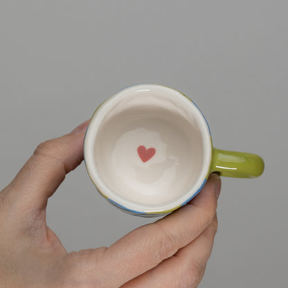 Tazzina a righe verde e azzurra