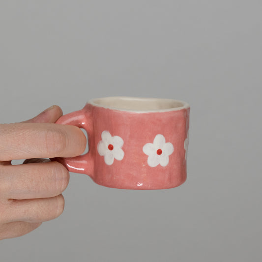 Tazzina rosa con fiori