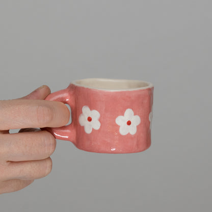 Tazzina rosa con fiori